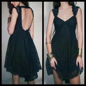 Free People Black Lace High Low Dress